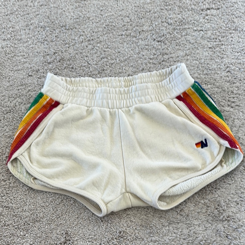 Aviator Nation vintage white Shorts 🌈 Five Stripe XS